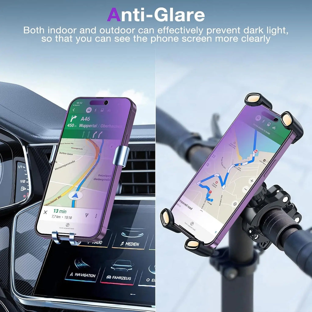 2 Pack Compatible for iPhone 16 15 14 13 12 11 Pro Max Privacy Screen Protector, Purple 9H Tempered Glass Film, Anti Blue Light