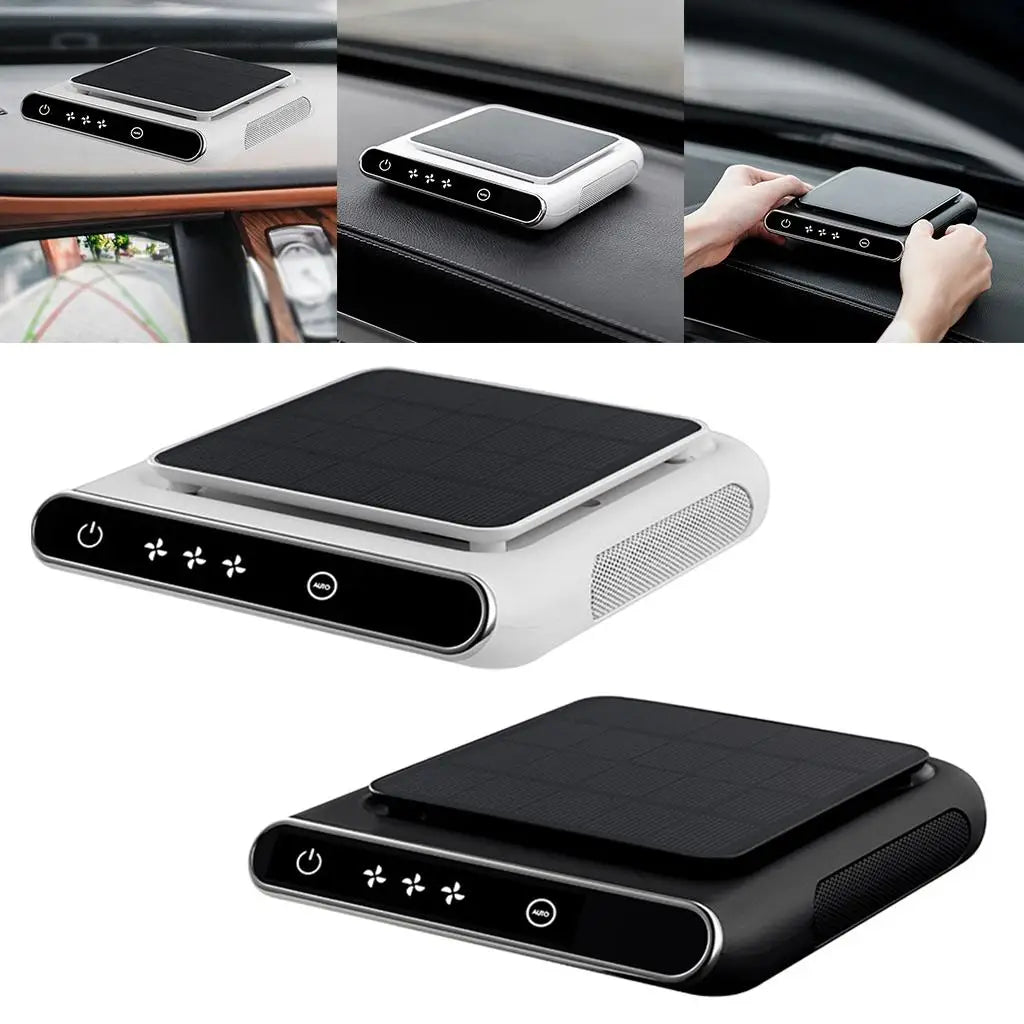 Portable Air Purifier Solar Powered for Car Indoor Dust PM2.5 Eliminator Air Cleaner Diffuser for Pets Dander Smoke Odors Car Mobile World