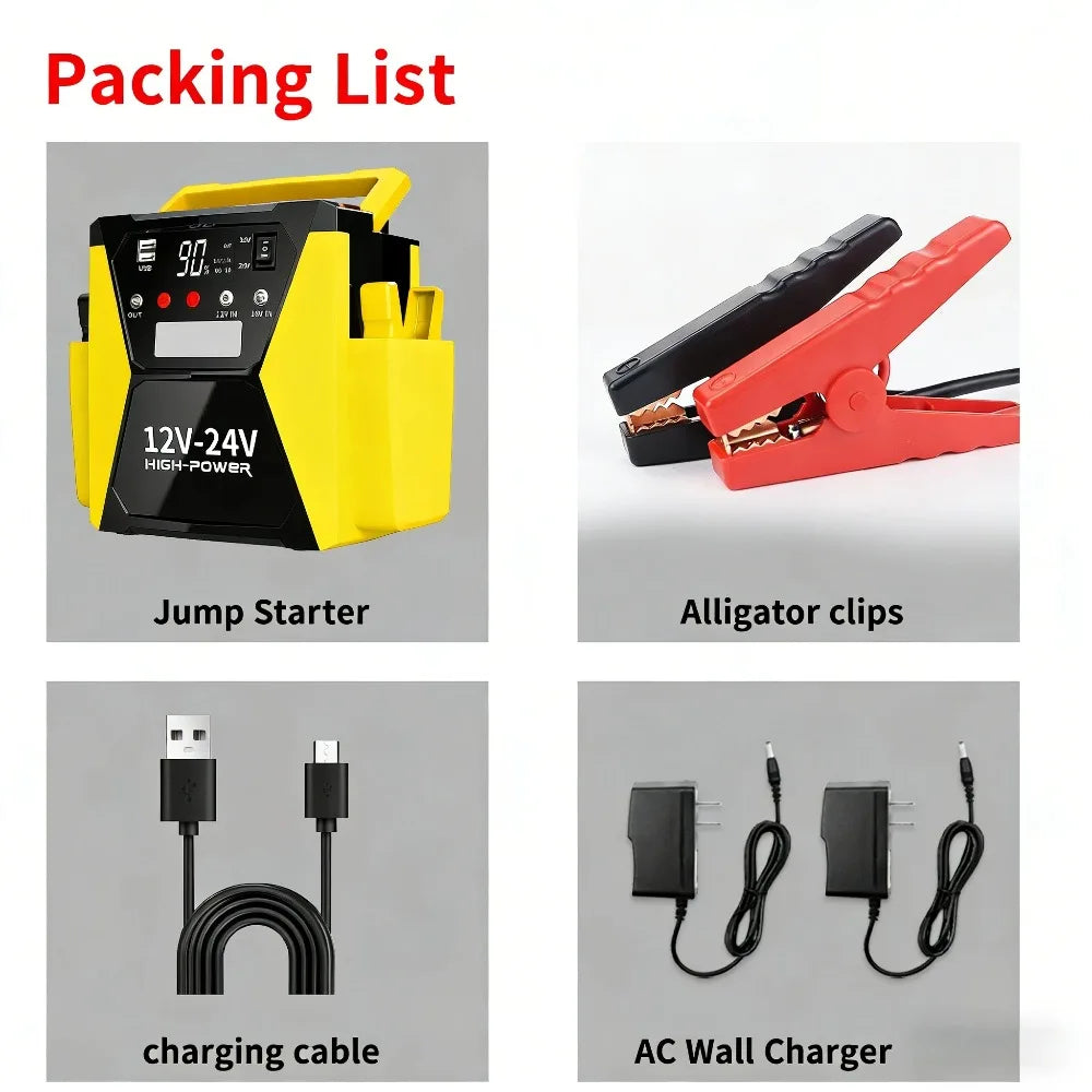 70000mAh 8000A Peak 12V/24V Heavy Duty Car Jump Starter for TrucksPower Station Auto Starter  Booster For Car Motorcycle Truck