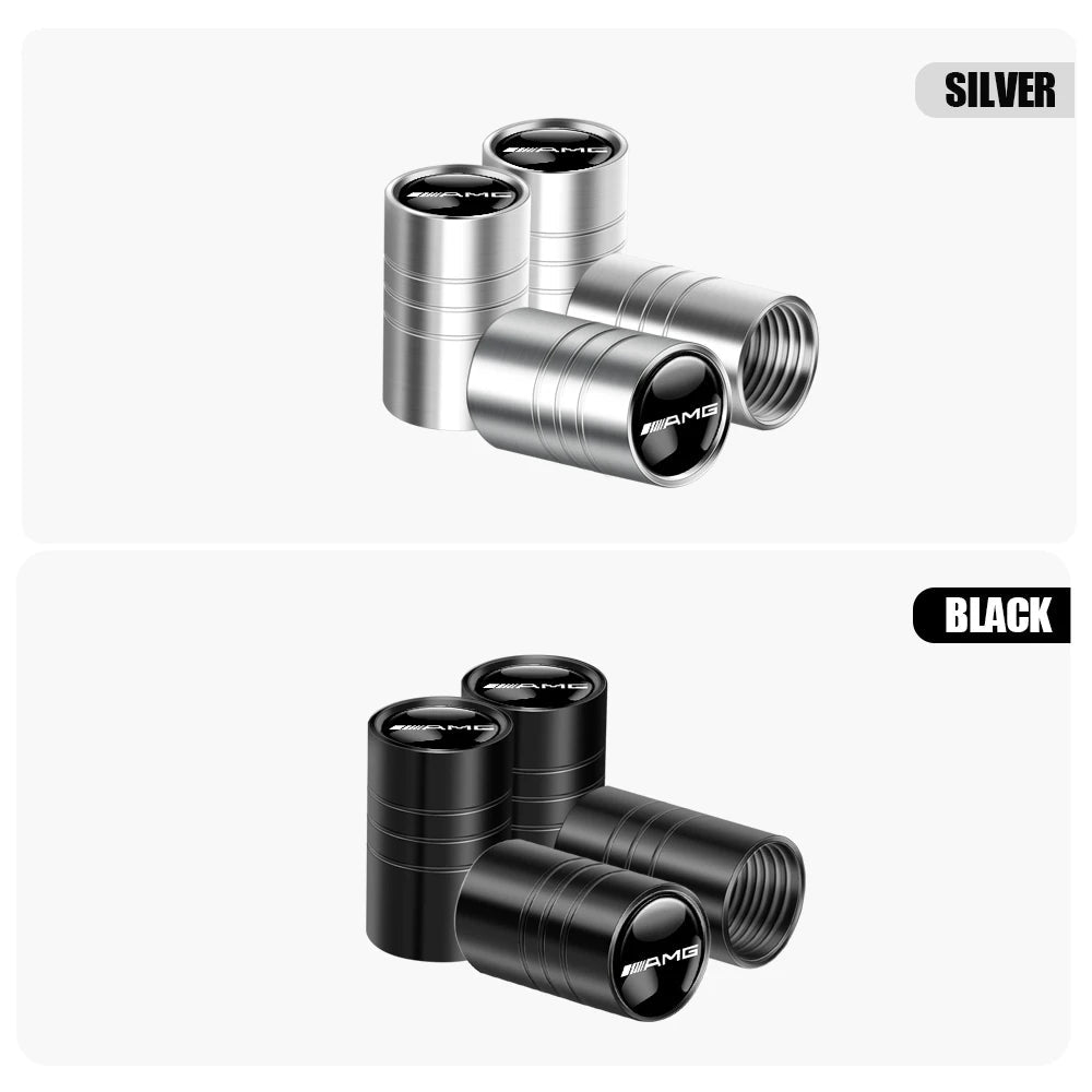 4Pcs Metal Stying Car Wheel Tire Air Valve Caps for AMG W140 W168 W169 W176 W177 GLS GLB EQC CLS SLK A200 GLK CLK A260 GLC CLG CM World