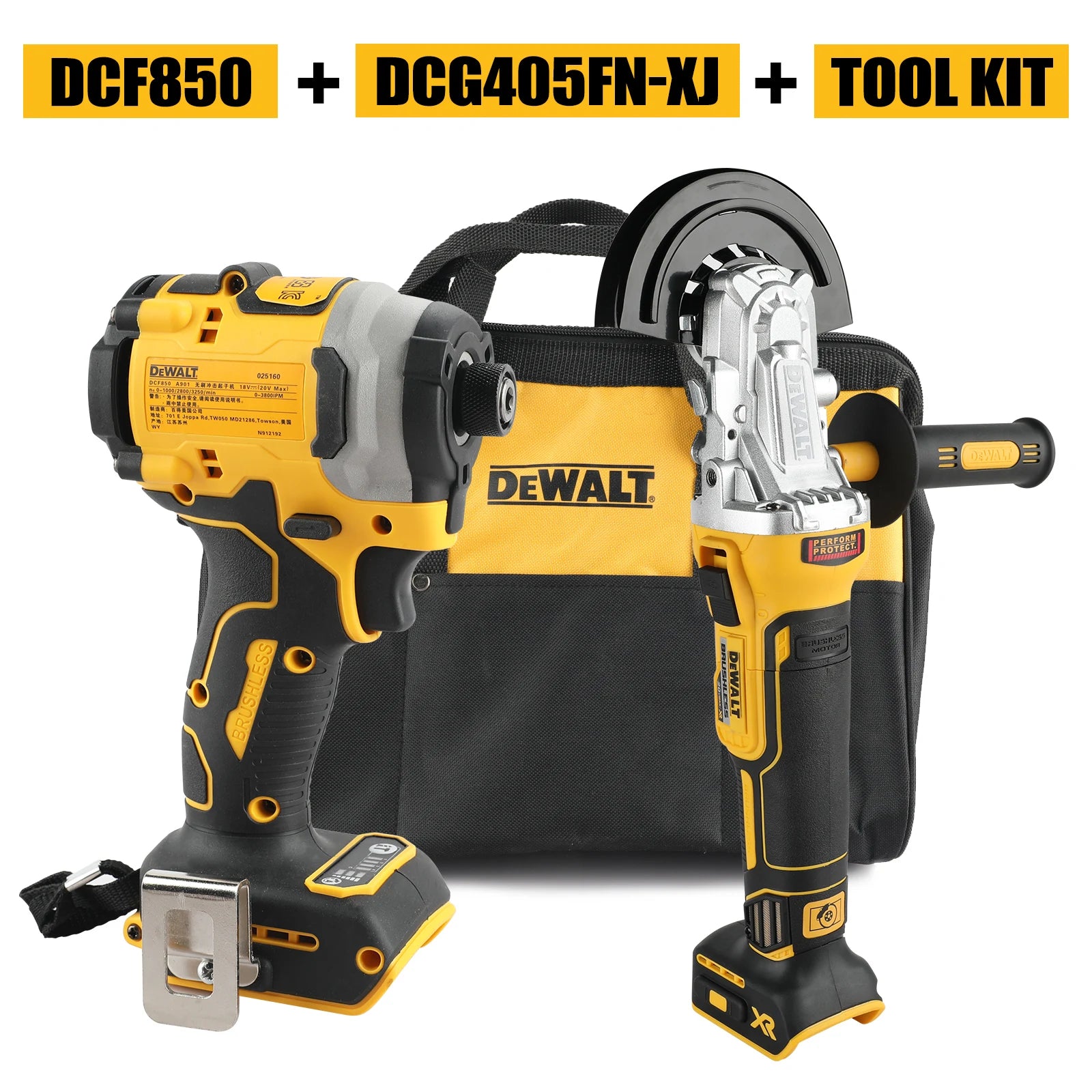 Dewalt DCF850 DCG405FN Rechargeable Cordless electric screwdriver 125mm  Angle Grinder Maintenance Cutting Machine Tool Combo CM World
