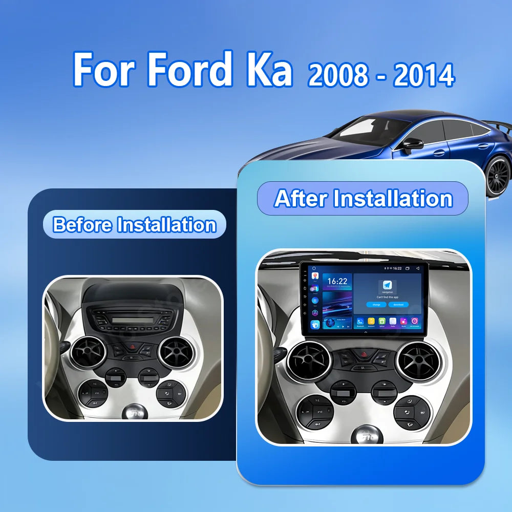 Android 16 Carplay For Ford Ka 2008 - 2014 Auto Radio Stereo Car Multimedia Video Player GPS Navigation QLED Touch Screen 4G DSP CM World