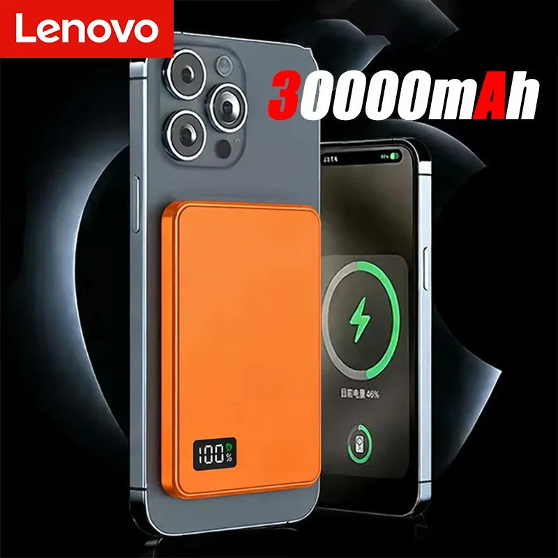 Lenovo 50000mAh Portable Magnetic Wireless Power Bank PD22.5W Super Fast Charging External Battery Magsafe For iPhone Samsung Car Mobile World
