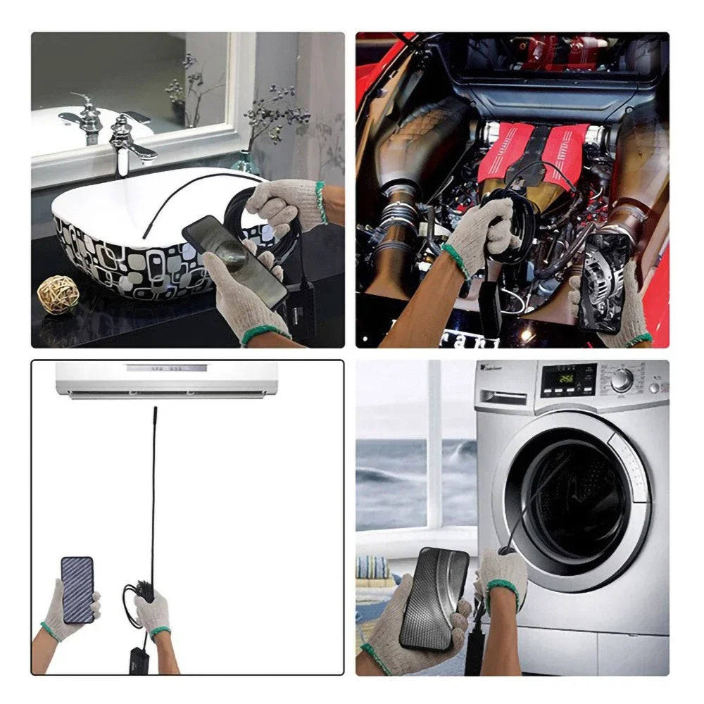7mm 3-in-1 Endoscope Camera IP67 Waterproof 6 LED Adjustable USB Android Flexible Inspection Borescope Camera for Phone PC CM World