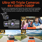 Car DVR 3Channel Dash Cam for Car 4K Video Recorder Dashcam Front and Rear View Camera Night Vision Car Accessories With 32GB Car Mobile World