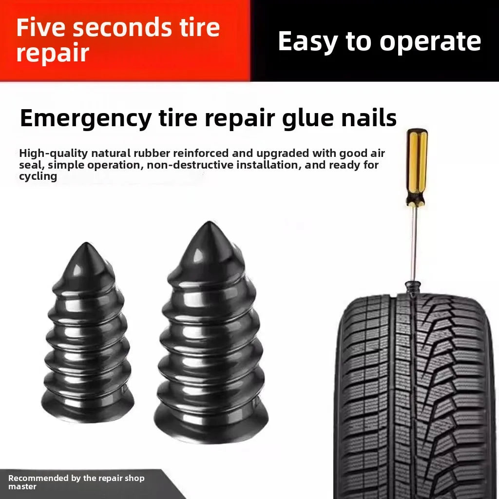 Portable Car Tire Puncture Repair Kit T-Handle Tools Glue Strips Universal for Truck Motorcycle RV Roadside Safety