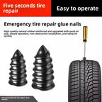 Portable Car Tire Puncture Repair Kit T-Handle Tools Glue Strips Universal for Truck Motorcycle RV Roadside Safety