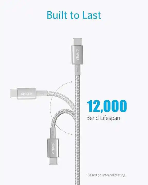 Anker USB C to USB C Cable 100W 10ft New Nylon 2.0 Type C Charging Cable Fast Charge for MacBook Pro iPhone 15 Series
