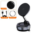 Vacuum Adsorption Magnetic Phone Holder 360 Degree Rotating 15W Wireless Charger Desktop Windshield Sucker GPS Navigation Stand CM World