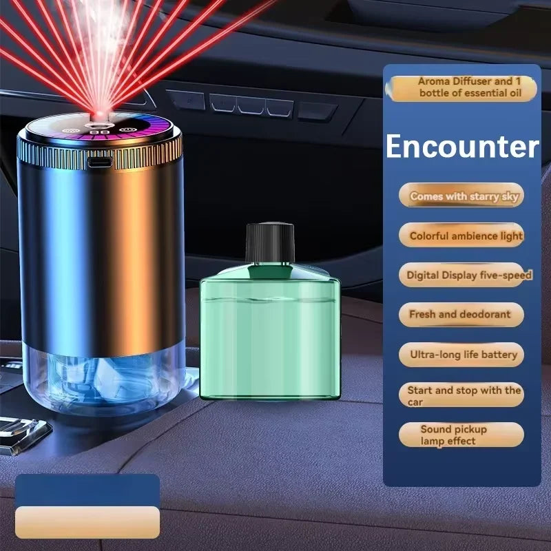 Smart Car Air Freshener Rechargeable Aroma Diffuser 5 Levels of Adjustable Intelligent  Diffuser Pickup Light Starry Sky Summit CM World