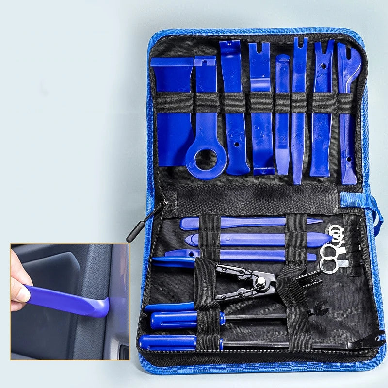 19Pcs Trim Removal Tool Set & Clip Plier Upholstery Remover Nylon Car Panel Removal Set with Portable Storage Bag CM World
