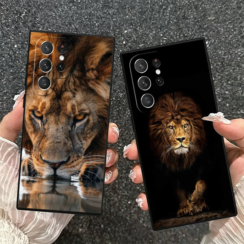 Lion Male Man King Soft Phone Case for Samsung Galaxy S26 S25 Edge S24 Ultra S23 Plus S22 S21 FE S20 Black Cover Back Shell