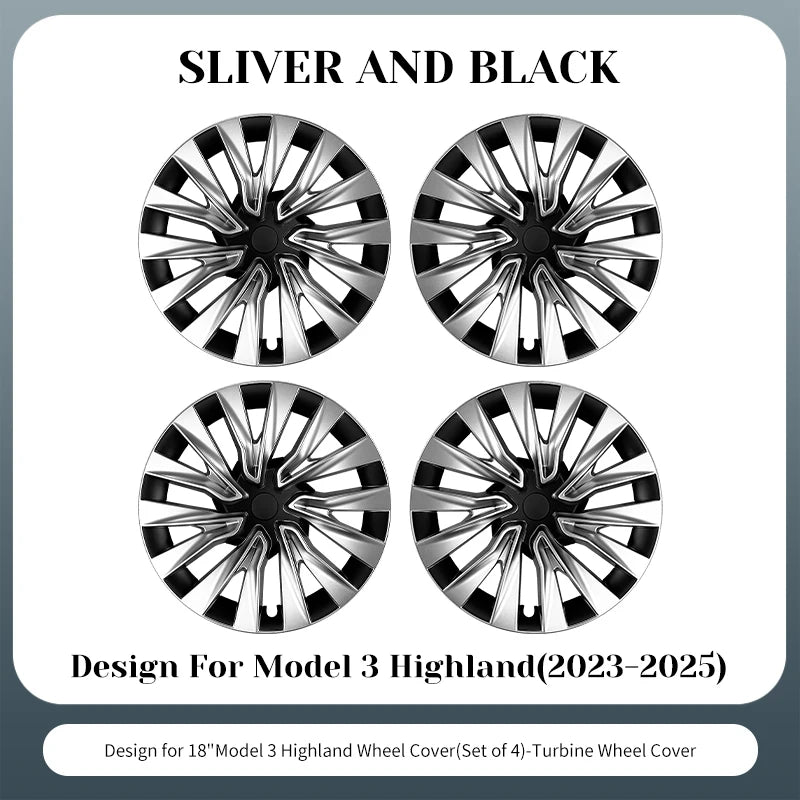 4PCS For Tesla Model 3 Highland 2023-2026 Turbine Wheel Cover 18 Inch Car Replacement Automobile Hub Cap Full Rim Car Acces CM World