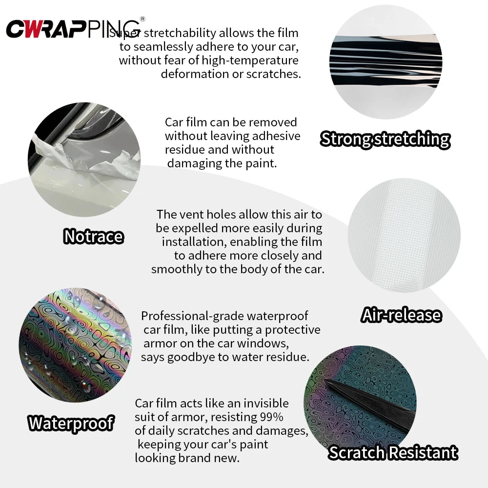 Car Adhesive Vinyl Wrap Film PVC Anti-Scratch Auto Body Decoration Air Release Wrap Sticker Modified Film for Car Accessories Car Mobile World