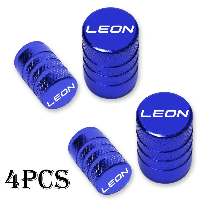 4pcs Auto CNC Badges For Seat Leon Car Wheel Tire Valve Caps Tyre Stem Covers Airdust Waterproof Accessorie CM World