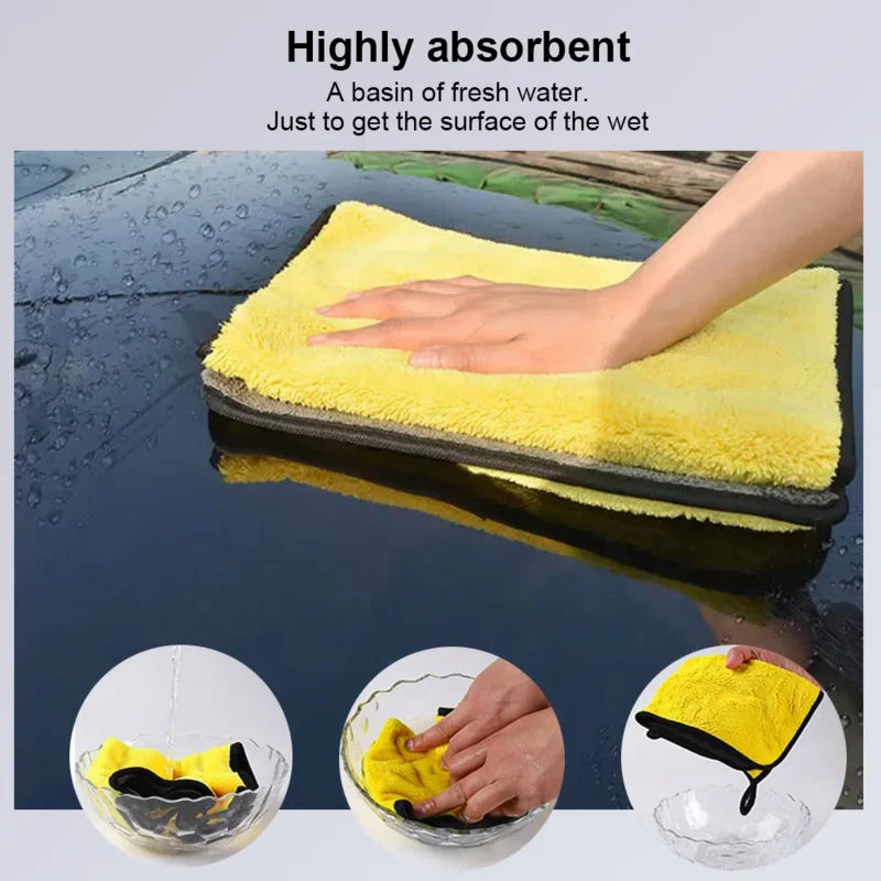 Car Wash Towels Cleaning Cloth Absorbent Dry Cloth General Purpose Microfiber Towel Thickened Yellow 30/40/60cm CM World