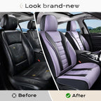 Universal Waterproof Leather Car Seat Covers Full Set, Front and Back Protectors for Most Vehicles CM World