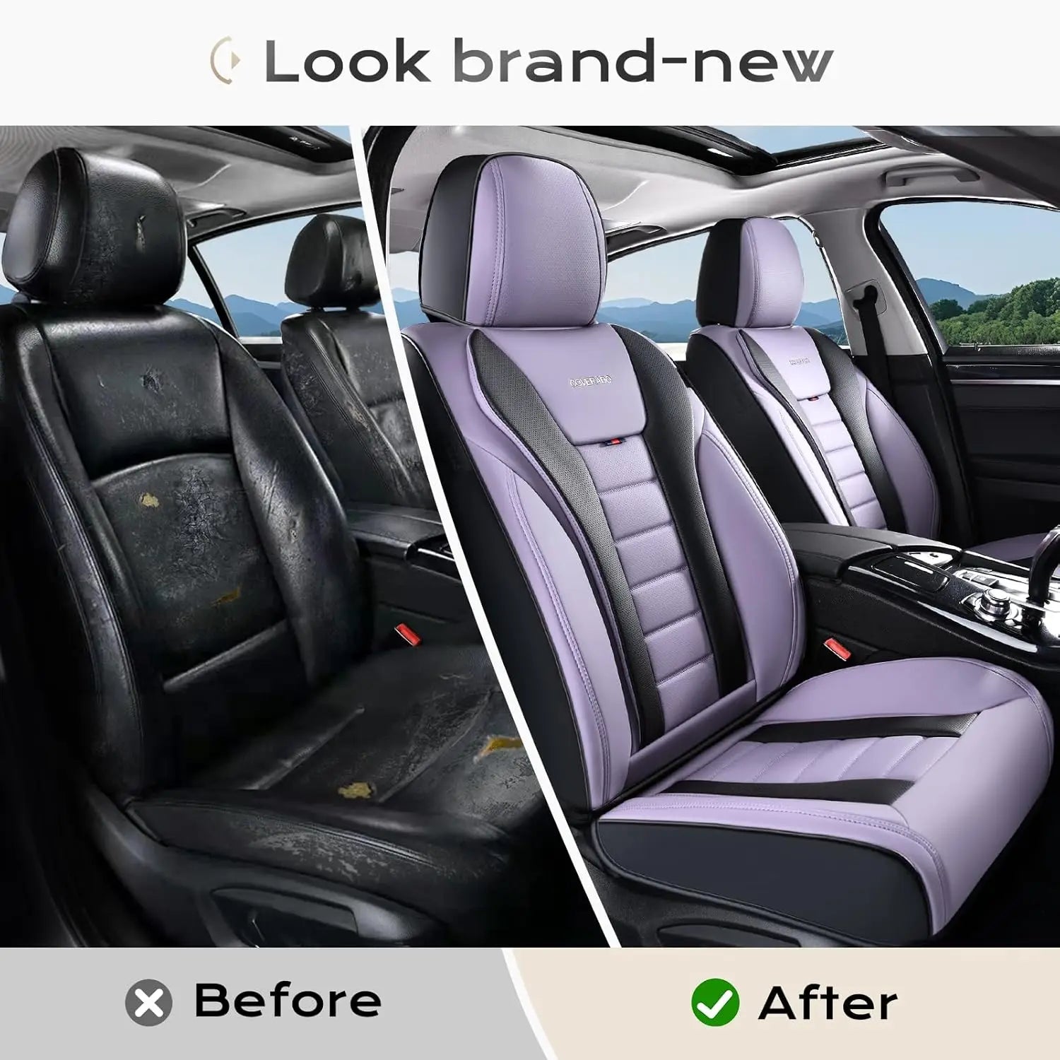 Universal Waterproof Leather Car Seat Covers Full Set, Front and Back Protectors for Most Vehicles CM World