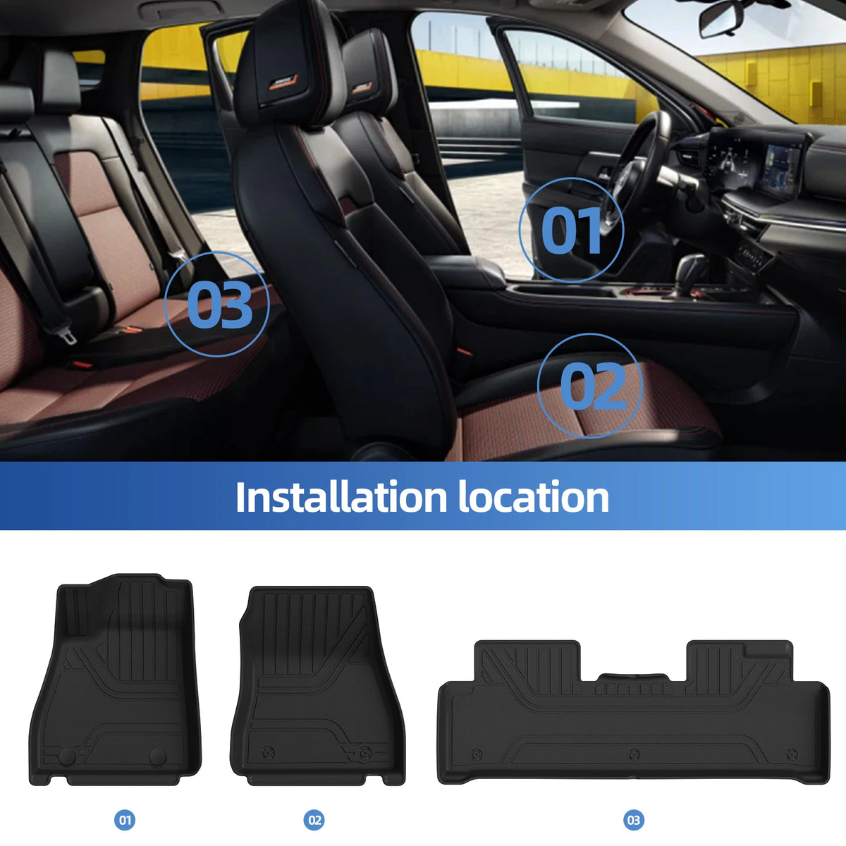 Smabee Left Drive for Xpeng Mona M03 2026 2027 Car Floor Mats Foot Pad  TPE Waterproof Interior Accessories Black