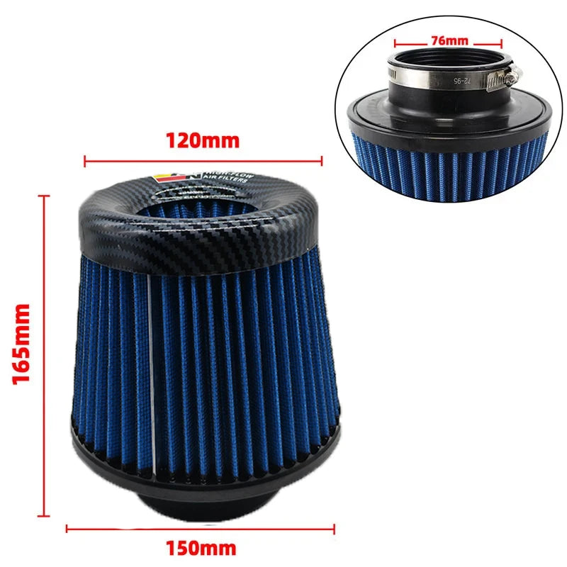 KN Intake Air Filter 3 Inch 76mm Car motorcycle Universal High Flow Air Filter Mushroom Head for KN Big Horsepower Performance CM World