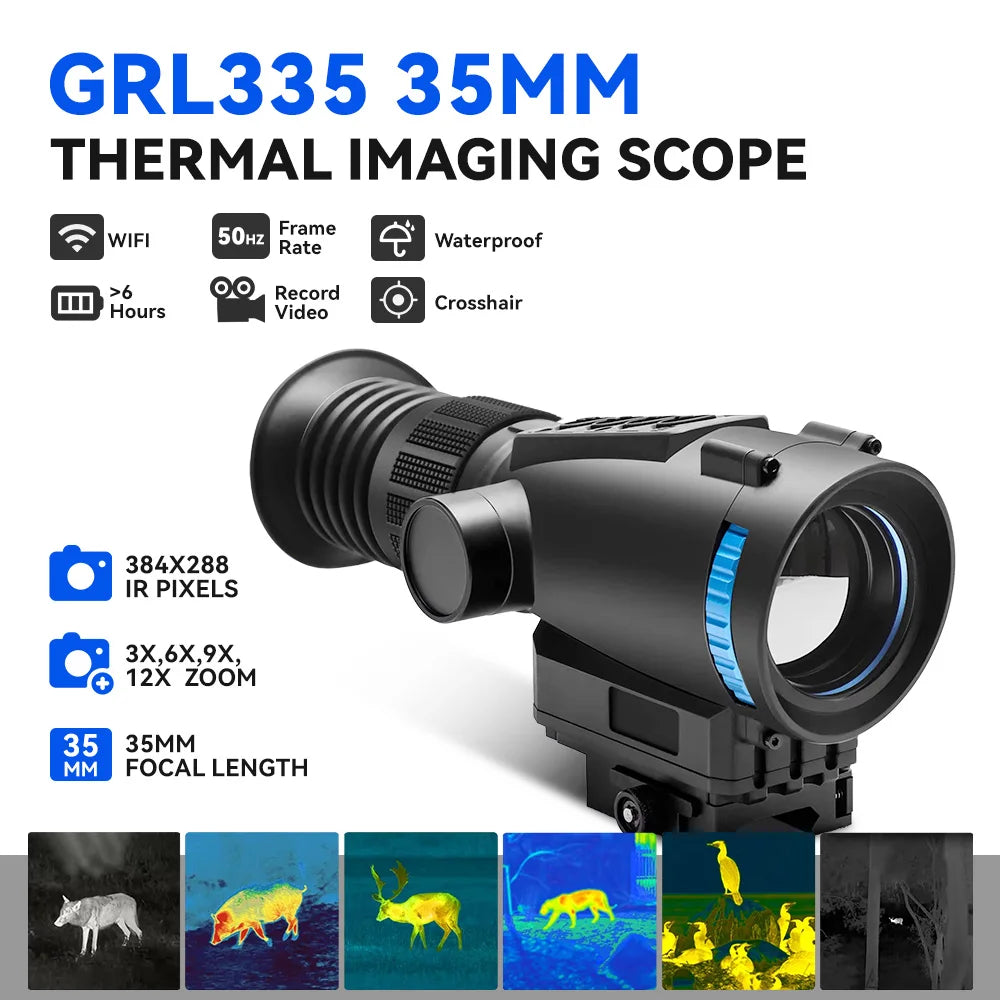 Thermal Scope GRL325/GRL335 384x288 Thermal Imaging Sight with 1500-1800m Distance 12um 55Hz, 64GB Storage for Outdoor Hunting CM World