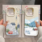 Matte Leather Finish Case For Iphone 17 Pro Max 16 15 14 13 12 11 17E Air London Landscape Silicone Anti Shock Cover