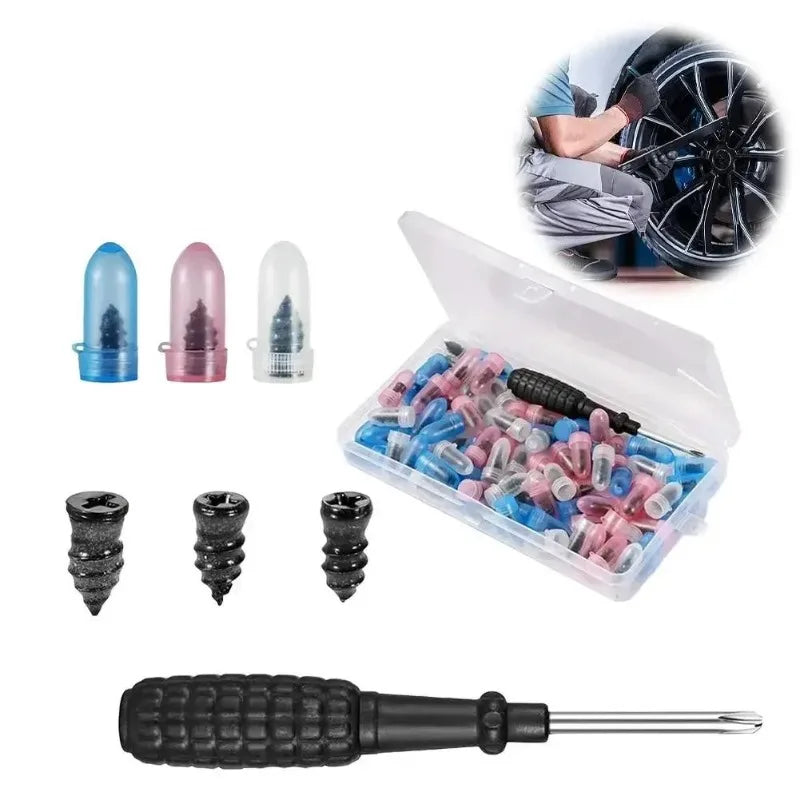 61/11Pc Universal Vacuum Car Tyre Repair Rubber Nail Tire Repair Nail Rubber Screw Screw Tools In Tubeless Plug Accessorie Kit