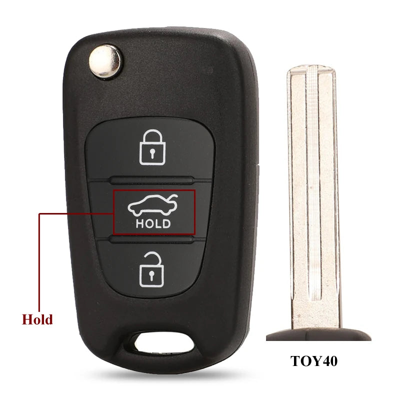 jingyuqin 10pcs Remote Flip Key Shell For Kia K2 K5 Sorento Sportage Rio Hyundai I30/IX35 Accent 3Button Car Folding Key Housing CM World