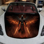 Blazing-Winged Assassin Car Vinyl Wrap, PVC Material Waterproof Car Hood Sticker, Self-Adhesive Scratch-Resistant Stickers for E