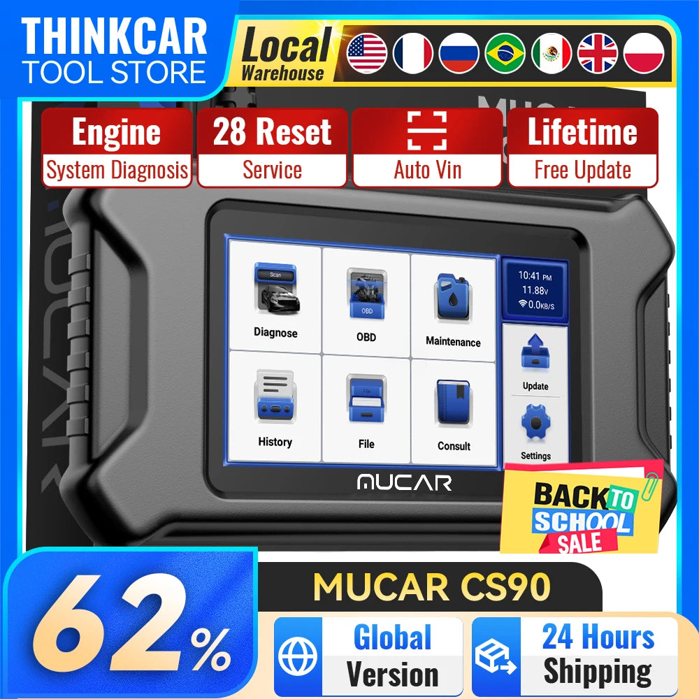 MUCAR CS90 OBD2 Scanner 28 Reset Services Lifetime Free Update Profession Engine Scan Diagnostic Tools Automotive Code Reader