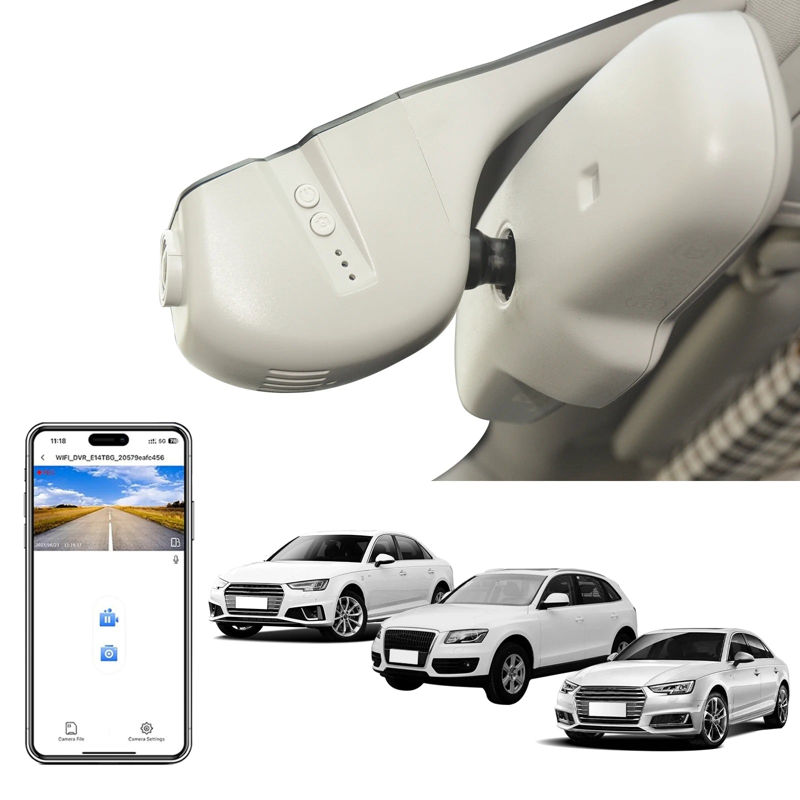 Dash Cam 4K For Audi A3 A4 A5 A6 A7 A8 Q3 Q5 Q7 B4 B5 B6 B7 B8 B9 8V C5 C6 C7 8P 8V (Model B/C) GPS WiFi & APP Dash Car Camera Car Mobile World