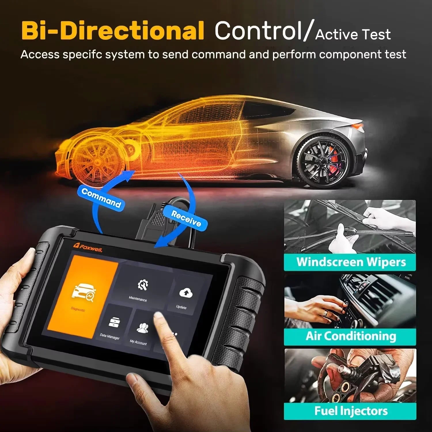 Bidirectional Active Test ECU Coding OBD2 Car Diagnostic Scanner FOXWELL NT809 Full System 30 Plus Resets ABS EPB IMMO TPMS Oil Car Mobile World