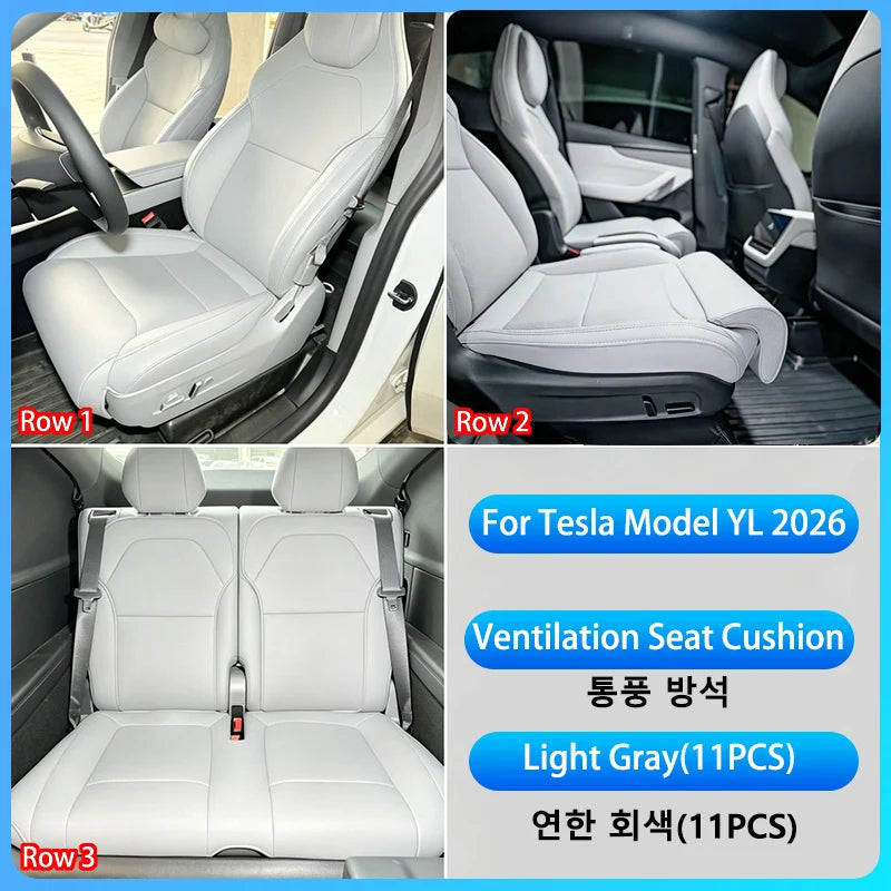 For Tesla Model YL 2026+ Ventilation Seat Cover Breathable Comfortable PU Leather Seat Cushion All-season Car Seat Accessories