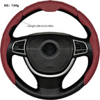 Universal Car PU Nappa Leather Steering Wheel Cover for Men and Women, All-Season, Anti-Slip, Sweat-Absorbent, Wear-Resistant CM World