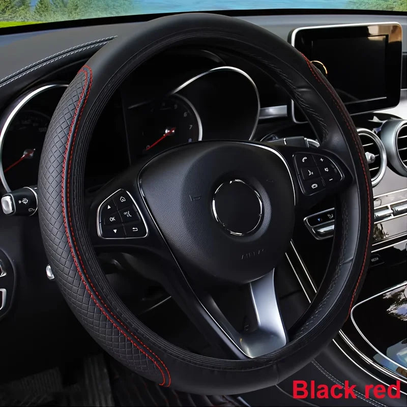 37-39CM Steering Wheel Cover Anti Slip Breathable Steering Cover Universal Microfiber Leather Steer Wheel Protector CM World