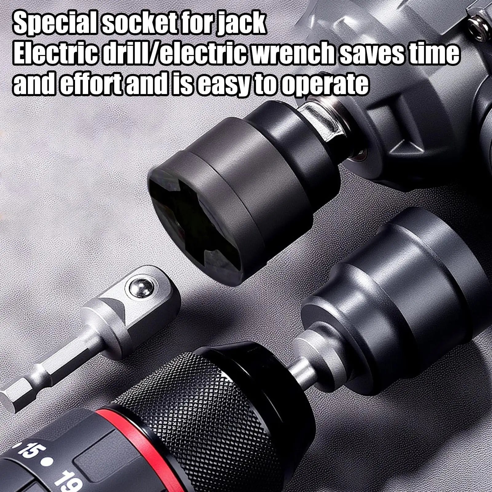 Universal Scissor Car Jack Adapter Rv Stabilizer Jack Drill Adapter Car Disassemble Tool Steel Ball Joint Rod Impact Wrench Tool CM World