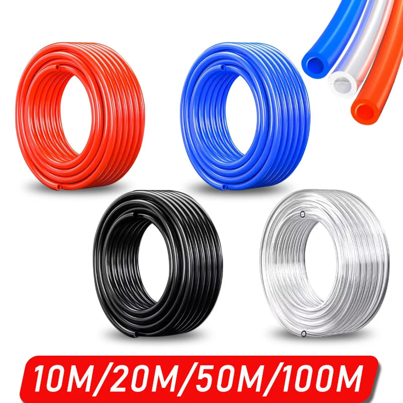 10M/20M/50M/100M Pneumatic Air Hose Plastic Tube 4mm 6mm 8mm 10mm 12mm Pipe Line Air Hose Polyurethane Tubing for Compressor