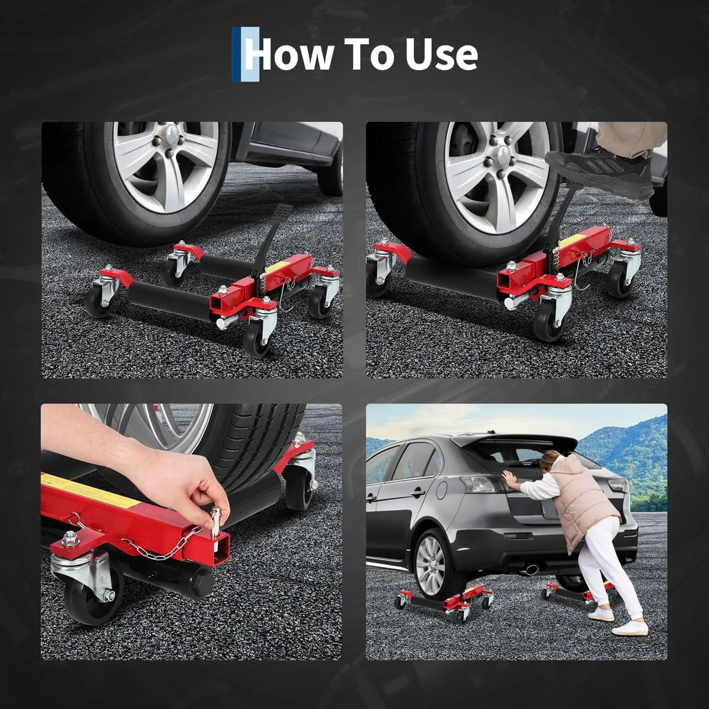 Car Wheel Dolly Jack Set Of 2/4, 1500LBS Capacity Hydraulic Jack With Non-Slip Pedal & Rollers For Auto Repair, Tire Change CM World