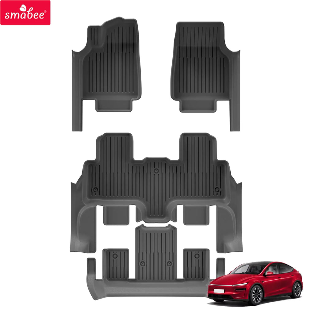 Smabee Left Hand Drive for Tesla Model YL 2025 2026 Car Floor Mats TPE With Door Sill Protective Cover All Weather Accessories