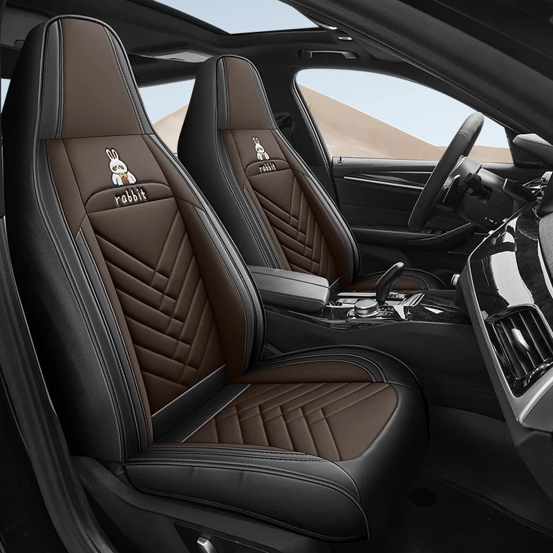 Front Row Double Seat, Luxurious Nappa Leather Full-Cover Integrated Car Seat Cover, Universal Fit, Delicate Texture, Not Easy to Wrinkle or Deform, Comfortable, Breathable, and Wear-Resistant, Suitable for All Seasons, Ergon Car Mobile World