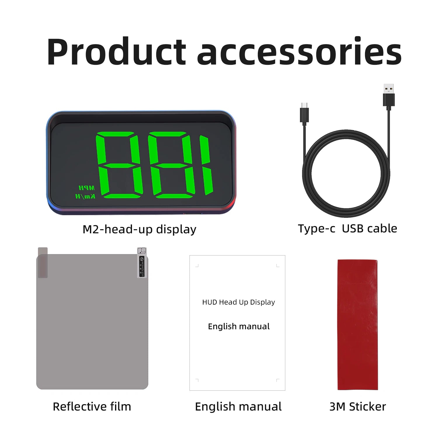 HD Car Head up Display M2 GPS Speedometer KM/H Digital HUD Windshield Projector Universal Auto Electronics Accessory CM World