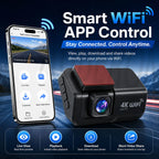 4K UHD Dash Cam WiFi Car Recording DVR Front and Rear Dual Lens Auto Car Camera with Night Vision Rearview Camera Loop Recording