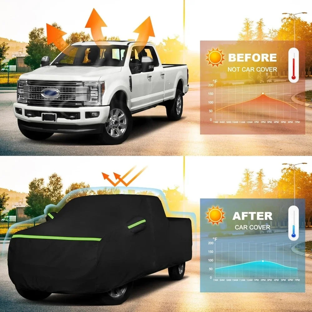 Outdoor Waterproof Car Covers for Ford F-150/F-250 Super Crew Cab 5.5ft Short Bed With Zipper Wind Sun UV and Dust Protection Car Mobile World