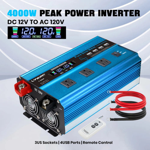 4000W Pure Sine Wave Inverter DC 12v/24v To AC 110v 60HZ Voltage Converter Car Solar Power Inverter CM World
