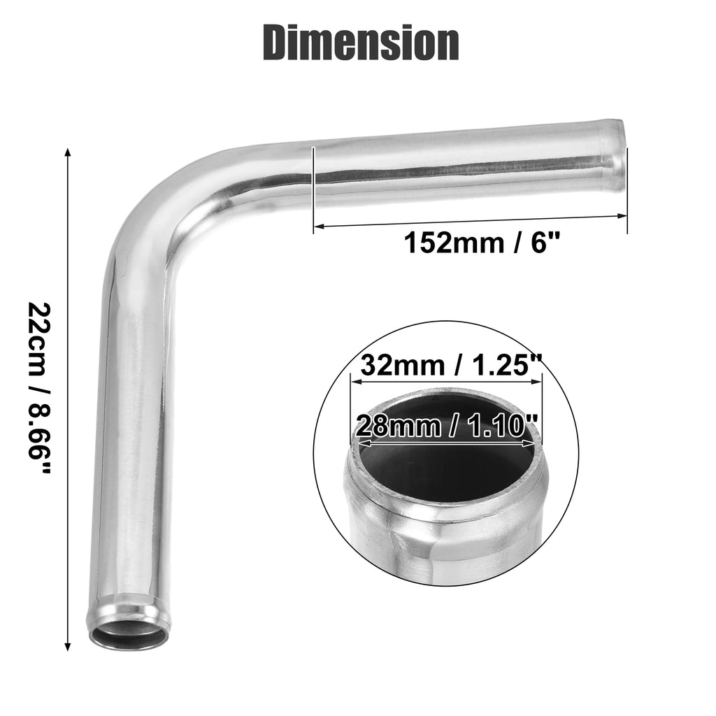 UXCELL Car Aluminum Alloy Tube Pipe 32/35/57/70/80/89/102mm OD 100mm 152mm Length 45/90 Degree Bend Elbow Air Intake Joiner Tube