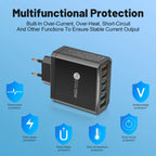 55W 3 USB 3 PD Charger Fast Charging QC3.0 Travel Charger For iPhone 15 14 Samsung Xiaomi Mobile Phone Adapter EU KR US UK Plug Car Mobile World