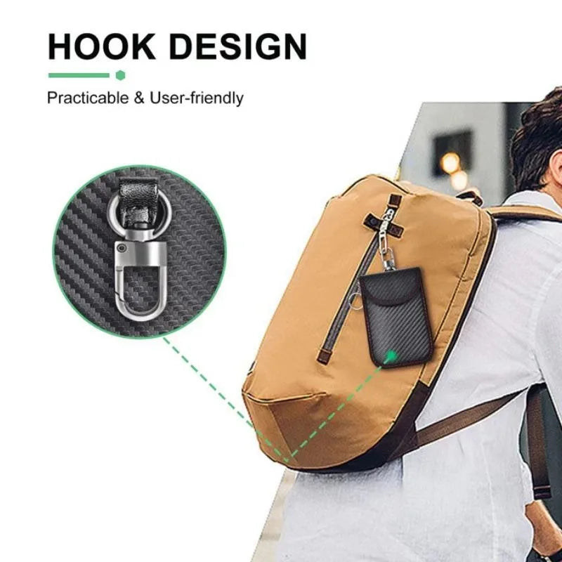 Faraday Bag for Key Fob Cage Protector Car RFID Signal Blocking Key Fob Protector Anti-Theft Pouch Double-Layers of Carbon Fiber CM World