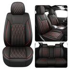 Leather 5pcs Car Seat Cover Protector Seat Waterproof Automotive Seat Covers Full Sets Breathable Universal Fit Full Seats Cover CM World