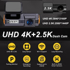 UHD 4K+2.5K 2160P Dual Lens ADAS Dash Cam with WiFi GPS Mini Car DVR 2.5K Rear Camera Video Dashcam Drive Recorder Black Box