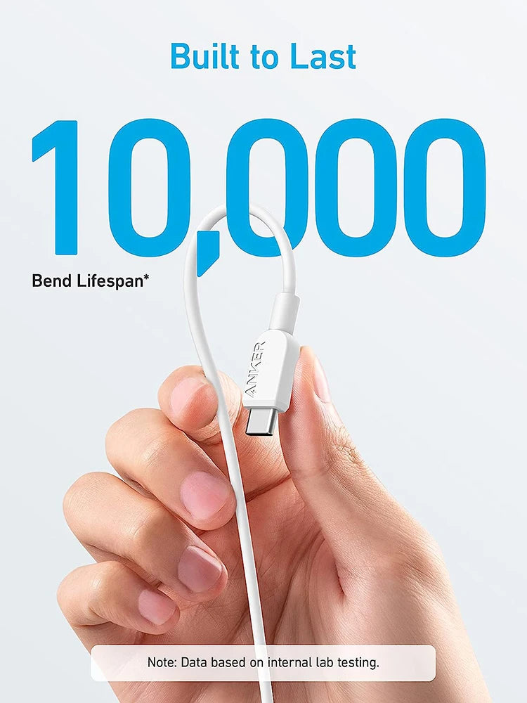 Anker USB C Cable 310 USB C to USB C Cable 60W 3A Type Charger Cable Fast Charge for iPhone